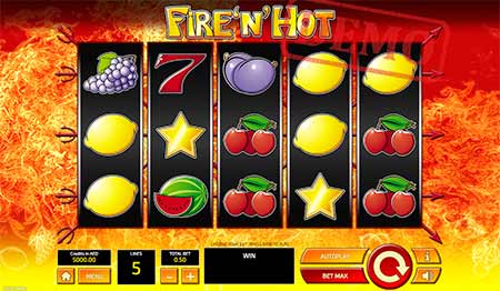 משחק חריץ ביטקוין של Fire n 'Hot מבית Tom Tom Gaming.