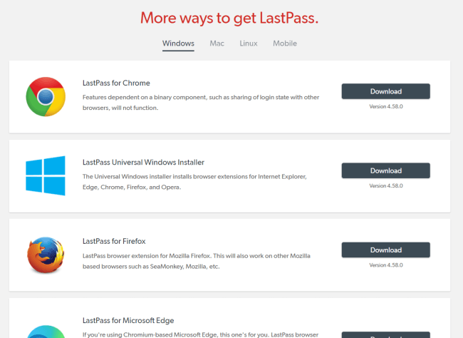 Lastpass.com का स्क्रीनशॉट