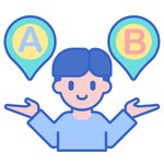 משתמש המחזיק בסמל אפשרויות A או B